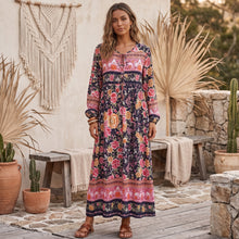 Load image into Gallery viewer, Boho Dress, Bohemian Maxi Dress,Multi Floral Print