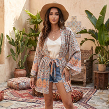 Load image into Gallery viewer, Bohemian Kimino ,Short Robe , Boho Bikini Cover-ups