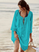 Load image into Gallery viewer, White Tassel ,Bohemian Mini Dress,Boho Cover-ups