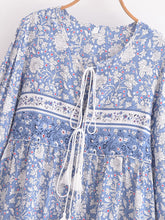 Load image into Gallery viewer, Mini Dress, Boho dress, Porcelain Floral Print