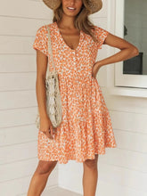 Load image into Gallery viewer, Leopard Floral Print ,Bohemian Mini Dress,Boho Dresses