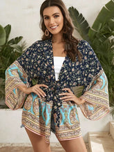Load image into Gallery viewer, Multi Floral Print, Bohemian Kimono,Boho Robe Kimono