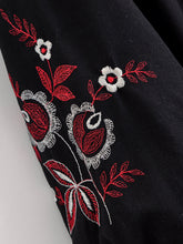 Load image into Gallery viewer, Floral Emberoidered, Linen Cotton Maxi Dress,Tassel Boho Dress