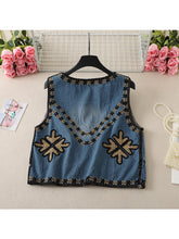 Load image into Gallery viewer, Denim Embroidery ,Suspender Vest ,Sequin Vest Waistcoat