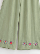 Load image into Gallery viewer, Wild Floral Embroidery ,Bohemian Wide Leg Pants,Boho Trousers