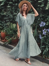 Load image into Gallery viewer, V-neck Tassel Print, Bohemian Maxi Dresses, Cotton Boho Dress