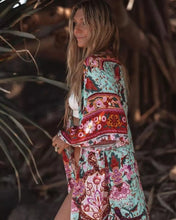 Load image into Gallery viewer, Bikini Cover-Ups,Boho Kimono Robe,Peacock Floral Print