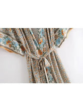 Load image into Gallery viewer, Floral Bohemian Kimono ,Boho Robe ,Bikini Cover-ups
