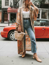 Load image into Gallery viewer, Yellow Floral Print,Bohemian Kimono, Boho Maxi Dress
