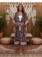 Load image into Gallery viewer, Floral Print,Bohemian Kimono,Beach Robe Bikini Cover-ups