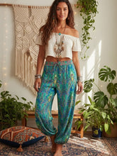 Load image into Gallery viewer, Green Floral Print ,Baggy Pants , Yoga Bloomers