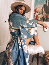 Load image into Gallery viewer, Boho Kimono ,Bikini Cover-ups,Peacock Flower