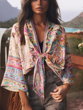 Load image into Gallery viewer, Peacock Floral Print,Short Kimono , Boho Cover-ups