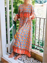 Load image into Gallery viewer, Geometry Floral ,Beach Bohemian Maxi Dress,Boho Dress