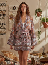 Load image into Gallery viewer, Red Floral Print ,Bohemian Robe,Boho Kimono