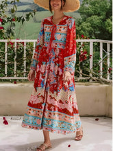 Load image into Gallery viewer, Peacock Floral Print, Bohemian Maxi Dress ,Boho Dress