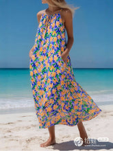 Load image into Gallery viewer, Floral Print, Backless Sexy Maxi Dress,Boho Dress with Pockets