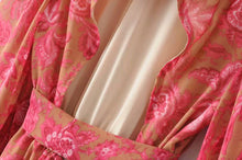 Load image into Gallery viewer, Red Floral Print ,Beach Bohemian Rompers