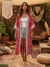 Load image into Gallery viewer, Boho Floral Kimono,Boho Robe Cover-up