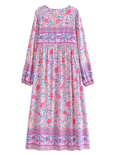Load image into Gallery viewer, Green Floral Print ,Beach Bohemian Dress,Boho Dress
