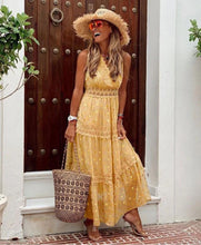 Load image into Gallery viewer, Solid Lace,Bohemian Maxi Dress ,Boho Sundress