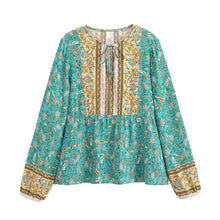 Load image into Gallery viewer, Boho Blouse Shirt,Bohemian Blusas,Floral Print