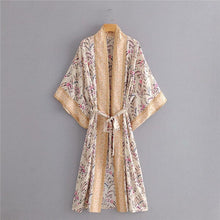 Load image into Gallery viewer, Boho Kimono,Bikini Cover-ups ,Gypsy Green Floral