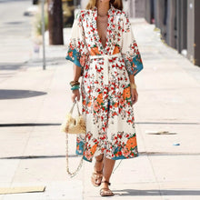 Load image into Gallery viewer, Multi Floral Print,Bohemian Kimono,Batwing Sleeves Robe