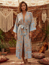 Load image into Gallery viewer, Multi Floral Bohemian Kimono ,Boho Maxi Robe
