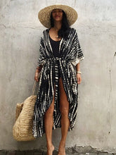 Load image into Gallery viewer, Stripe Print,Bohemian Maxi Dress , Boho Kimono