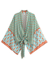 Load image into Gallery viewer, Bohemian Kimono, Boho Bikini Cover-ups,Green Floral Print