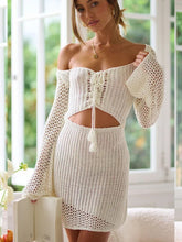 Load image into Gallery viewer, Knitted Hollow Out ,Sexy Off Shoulder, Boho Dress Outfits