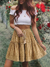 Load image into Gallery viewer, Leopard Printed Ruffles Tassel ,Bohemian Pleated Skirt,Boho Mini Skirt
