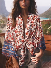 Load image into Gallery viewer, Floral Print Short Robe,Boho Cover-ups