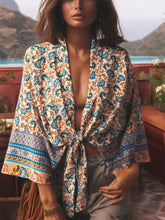 Load image into Gallery viewer, Bohemian Kimono, Boho Bikini Cover-ups,Red Floral