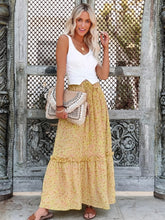 Load image into Gallery viewer, Yellow floral print , Bohemian skirt , Boho Maxi Skirt