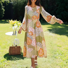 Load image into Gallery viewer, Bohemian Midi Dress,O-neck Dresses