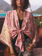 Load image into Gallery viewer, Vintage Floral Print ,Beach Summer Kimono , Boho Cover-ups