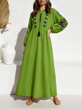 Load image into Gallery viewer, Floral Emberoidery ,Bohemian Maxi Dress ,Linen Cotton Dress