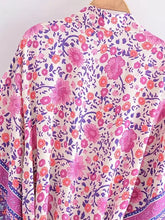 Load image into Gallery viewer, Multi Floral Bohemian Kimono ,Boho Maxi Robe