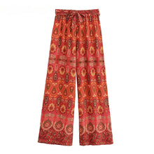 Load image into Gallery viewer, Red Floral Print ,Bohemian Pant , Rayon Boho Pants