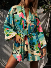 Load image into Gallery viewer, Boho Kimono,Bikini Cover-ups ,Crane Floral Print