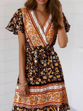 Load image into Gallery viewer, Floral Print,Beach Wrap Mini Dress,Boho Dresses
