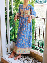 Load image into Gallery viewer, Blue Floral ,Beach Bohemian Maxi Dress,Boho Dress