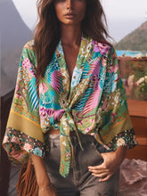 Load image into Gallery viewer, Bohemian Kimono, Boho Bikini Cover-ups,Peacock Floral Print