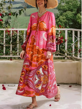 Load image into Gallery viewer, Star and Moon Print Boho Dress,Bohemian Maxi Sundress