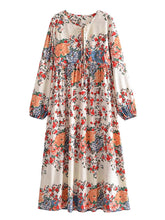 Load image into Gallery viewer, Multi Floral Print, Bohemian Maxi Dress, Boho Dress