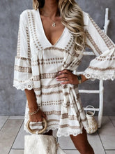 Load image into Gallery viewer, Striped Print Lace ,Bohemian Mini Dress,Boho Sundress