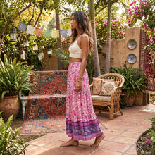 Load image into Gallery viewer, Boho Skirt ,Pink Floral Printed ,Beach Bohemian Maxi Skirts