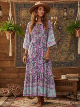 Load image into Gallery viewer, Purple Floral Print ,Bohemian Maxi Dresses ,Boho Dress